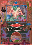 Ô Jaisalmer II by Marguerite Bruneau, 1989, mixed media on paper, sold Oct 2020