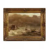 A Gale on the Coast of Holland by Henry Pember Smith, Oil on canvas, sold Jun 2023