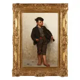 Shoeshine Boy by John George Brown, Oil on canvas, sold Jun 2023