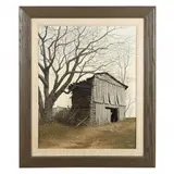 North Carolina Tobacco Barn by Ward Nichols, Oil on canvas, sold Jun 2023