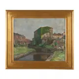 Old Mill and Canal Lock, Manayunk by Sarah Blakeslee, Oil on canvas, sold Jun 2023