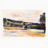 Purple Barn in Landscape by Wolf Kahn, Lithograph in colors, sold Jun 2023