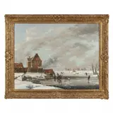 Winter Skating Scene in Holland by Reginald Ernest Arnold, Oil on canvas, sold Jun 2023