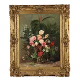 Floral Still Life by Eugène Petit, Oil on canvas (lined), sold Jun 2023