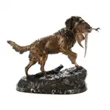 Spaniel Retrieving a Pheasant by Emile Désiré Lienard, Parcel gilt bronze, sold Jun 2023