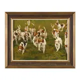 10 1/2 Couples (Hounds Running) by Larry Dodd Wheeler, Oil on board, sold Jun 2023