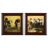 Two Paintings of Foxhounds by Juli Kirk, Oil on canvas panel, sold Jun 2023