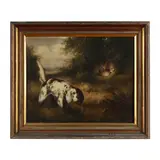 Setter with Partridge by Gerhard Bluhm, Oil on canvas, sold Jun 2023