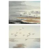 Redheads in Flight and Geese in Flight (two works) by Joseph Day Knap, Watercolor on paper, sold Jun 2023