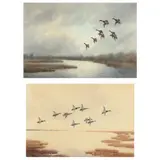 Mallards at Dawn and Ducks on a Gray Day (two works) by Joseph Day Knap, Watercolor on paper, sold Jun 2023