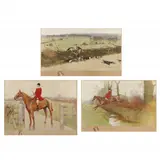 Three Fox Hunting Prints with Remarque Drawings by Cecil Aldin, Each an offset lithograph in colors, sold May 2023
