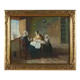 Happy Family by Charles O. Gebauer, Oil on canvas, sold May 2023