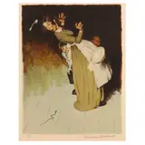Aunt Sally Frightened by a Snake (There Warn't No Harm) by Norman Rockwell, Lithograph in colors, sold May 2023