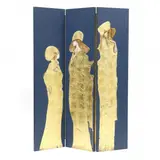 Double-Sided Three Panel Folding Floor Screen by Stephen White, Oil and gold leaf on three hinged panels, sold May 2023