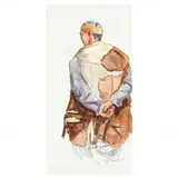 Man often seen from my hotel in Kabul, Afghanistan by Philip Moose, Watercolor and ink on paper, sold May 2023