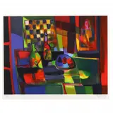 Nature Morte au Grand Echiquier (Still Life with Grand Chessboard) by Marcel Mouly, Lithograph in colors, sold May 2023
