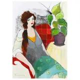 Pleasant Recollections by Itzchak Tarkay, Mixed-media on paper over serigraph, sold May 2023