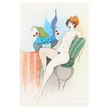 Rhonda by Itzchak Tarkay, Watercolor and ink over serigraph on paper, sold May 2023