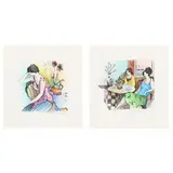 Two Watercolors by Itzchak Tarkay, Each watercolor and ink on paper, sold May 2023