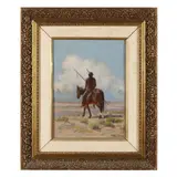 Indian on Horseback by Charles Craig, Oil on canvas (lined), sold May 2023