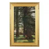 Pine Trees in Sunlight by Frank J. Sutton, Oil on canvas, sold May 2023