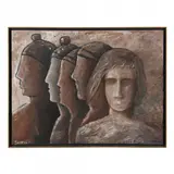Untitled (five heads) by Ron Scarselli, Mixed media on canvas, sold May 2023