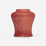 Experimental vase by Hugh C. Robertson, 1896-1908, oxblood-glazed stoneware, sold Feb 2026