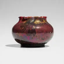 Experimental vase by Hugh C. Robertson, 1885-89, oxblood-glazed stoneware, sold Feb 2026