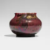 Experimental vase by Hugh C. Robertson, 1885-89, oxblood-glazed stoneware, sold Feb 2026