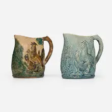 Pitchers, set of two by Hugh C. Robertson, 1896-1908, glazed earthenware, sold Feb 2026