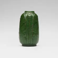 Vase with leaves and buds by Merrimac Pottery, c. 1905, glazed earthenware, sold Feb 2026