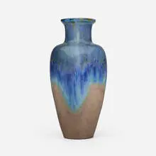 Vase by Fulper Pottery, c. 1917-23, flambé-over-matte-glazed stoneware, sold Feb 2026