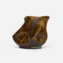 Vase by George E. Ohr, 1897-1900, glazed earthenware, sold Feb 2026