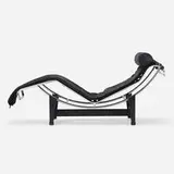 LC4 chaise lounge by Pierre Jeanneret and Le Corbusier Charlotte Perriand, enameled steel, chrome-plated steel, hide, leather, rubber, sold Aug 2022