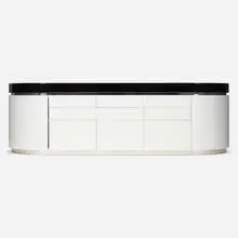 Ponte credenza by J. Wade Beam, c. 1975, lacquered wood, polished aluminum, sold Aug 2022