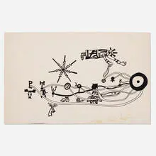 Untitled by Kenneth Friedman, 1973, ink on cardstock, sold Aug 2022