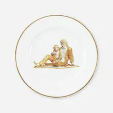 Michael Jackson and Bubbles plate (from the Banality series) by Jeff Koons, 2013, porcelain, sold Aug 2022