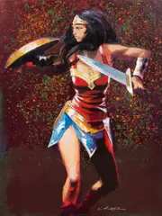 Wonder Woman by Jamie Chase, 2016, acrylic on canvas, sold Sep 2024