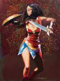 Wonder Woman by Jamie Chase, 2016, acrylic on canvas, sold Sep 2024