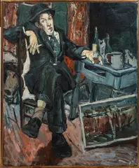 Untitled (Artist at Table) by Alex Tschenjawski, oil on canvas, sold Sep 2024