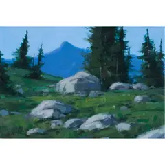 Teton Hillside by John Hughes, 1997, acrylic on board, sold Sep 2024