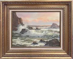 Crashing Wave by Robert Wee, oil on board, sold Sep 2024