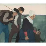 Peasants Coming in From the Field by Charles William Bartlett, c. 1910, etching with aquatint, sold Sep 2024