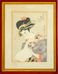 The Courtesan Fujie from Manjiya by Kitagawa Utamaro, Woodblock Print in Colors, sold Jan 2026