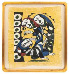 Beggars and Saints by Sadao Watanabe, 1965, Woodcut Print in Colors, sold Jan 2026