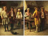 Tavernenszenen by Eugène Fichel, oil on panel, sold Sep 2019