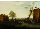 Dorffest Zwischen Zwei Gebäuden auf Wiese by Joost Cornelisz. Droogsloot, oil on canvas, offered Dec 2015