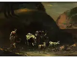 Junge Hirtin mit Herde Beim Durchschreiten Einer Furt by Philipp Peter Roos, oil on canvas, offered Sep 2018