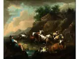 Hirten mit Rindern und Ziegen an Einem Ufer by Rosa da Tivoli, oil on canvas, offered Dec 2015