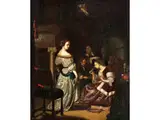 Abendgesellschaft by Willem van Mieris, oil on canvas, offered Jun 2025
